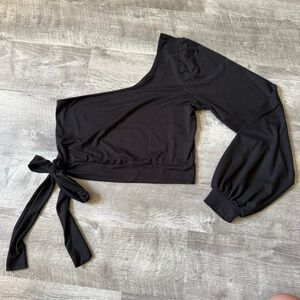 Black One-Shoulder Crop Top